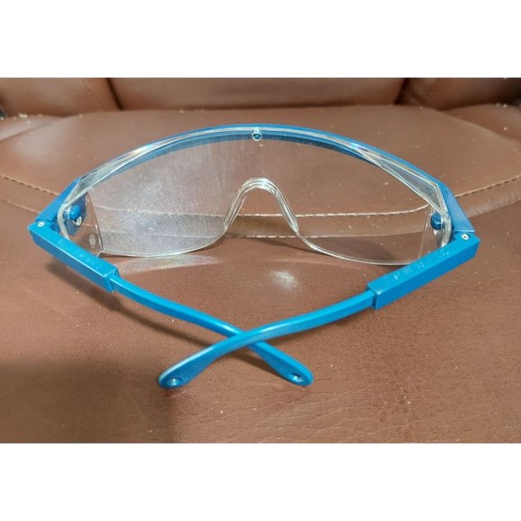 Vintage Uvex Astrospec 3000 Safety Glasses Blue Frames Clear Len Adjustable OSFM - Picture 7 of 7